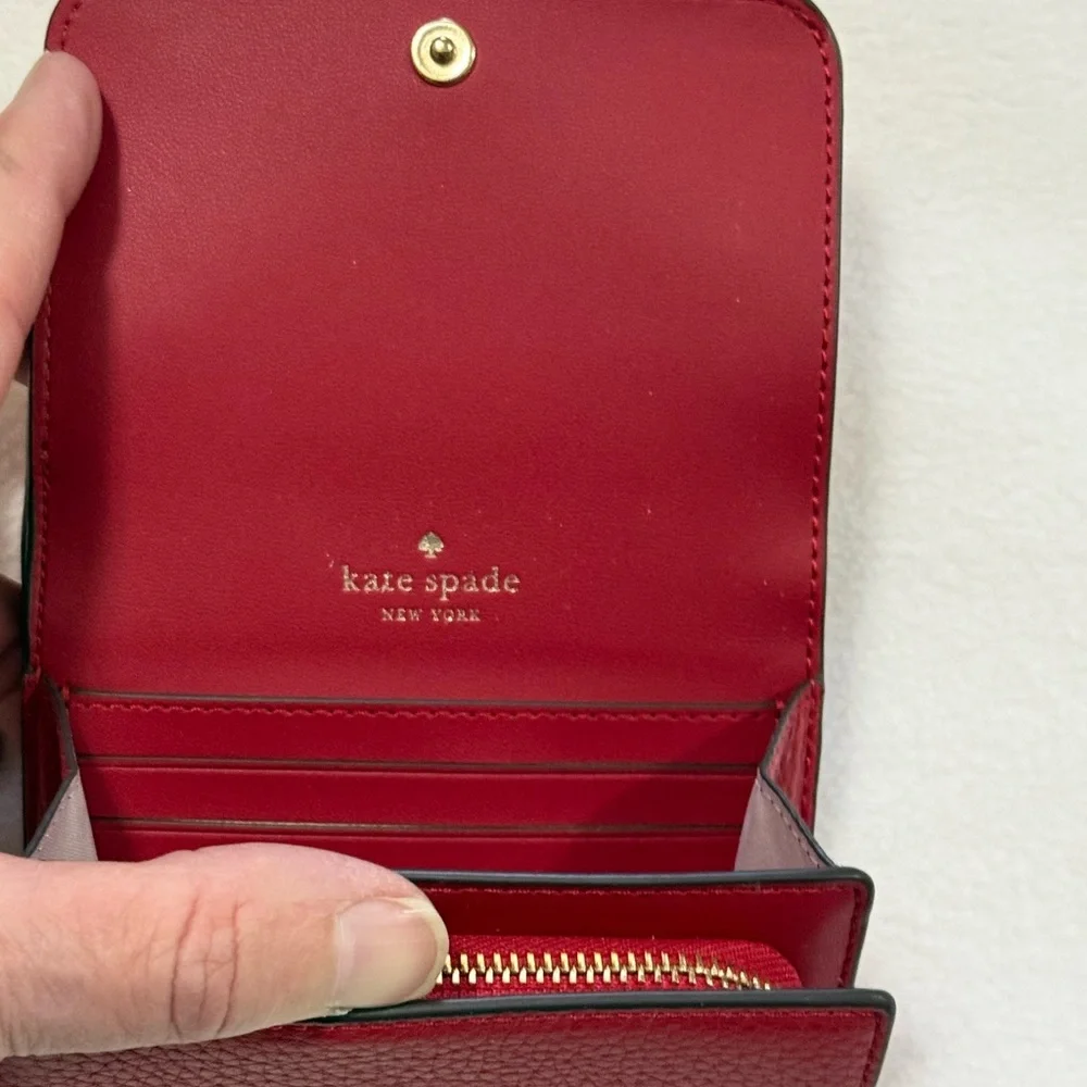 Kate Spade Red Pebbled Leather Small Wallet - NWT